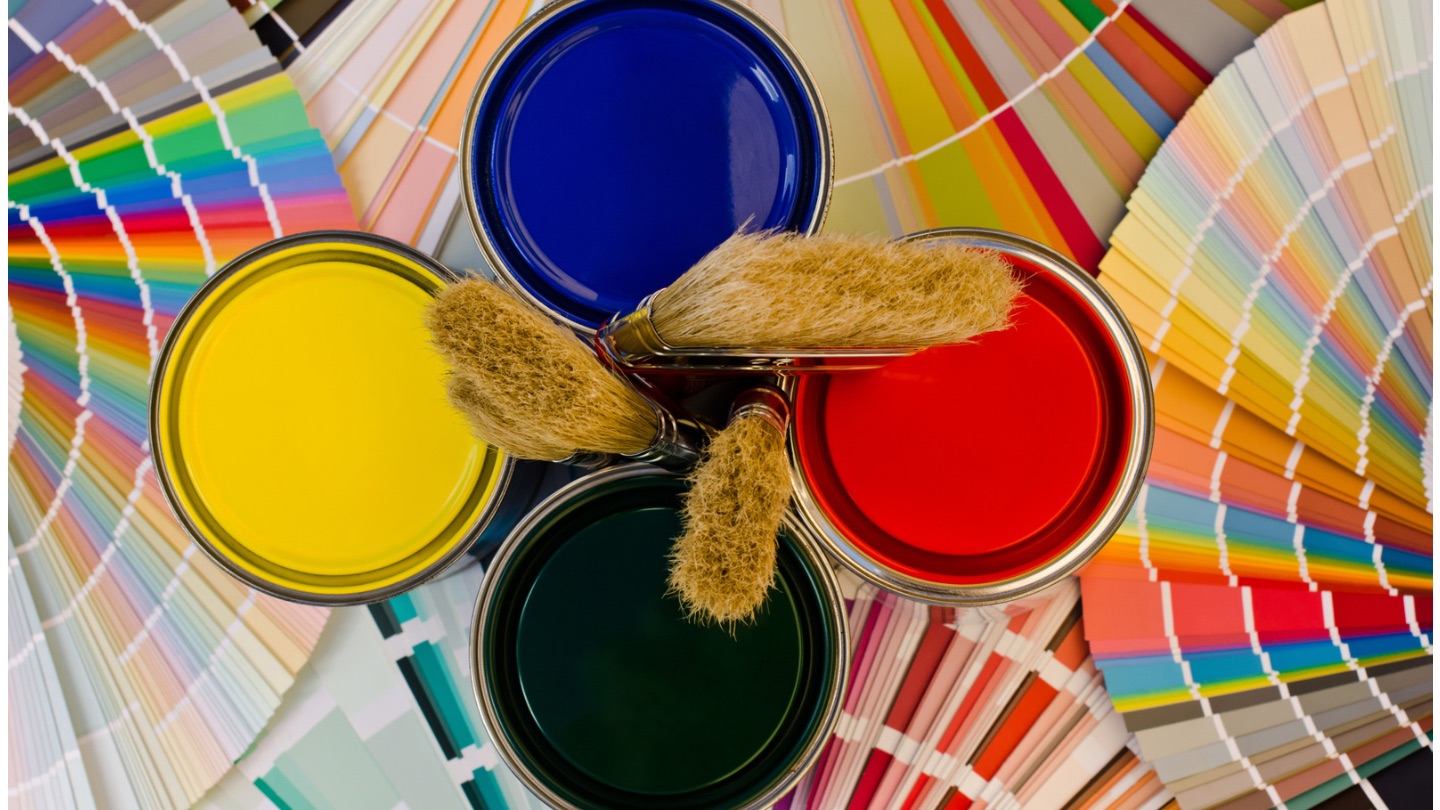 Pintura decorativa - Muestras de color y herramientas de pintura